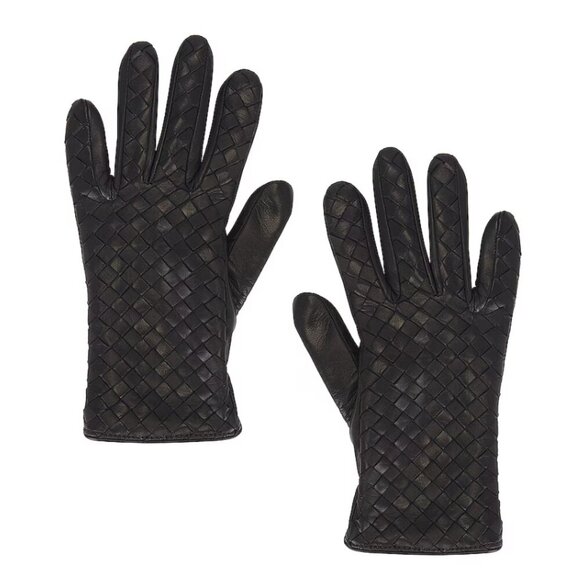 NWT Bottega Veneta Soft Nappa Intreccio Gloves in Fondant size 7 - Picture 1 of 6